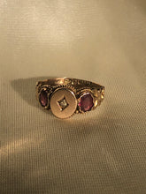Load image into Gallery viewer, Antique 9k Gold Garnet and Champagne Diamond Ring