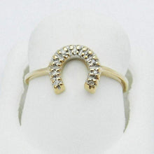 Load image into Gallery viewer, 10k Gold Diamond Lucky Horseshoe U Ring