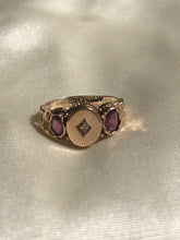 Load image into Gallery viewer, Antique 9k Gold Garnet and Champagne Diamond Ring