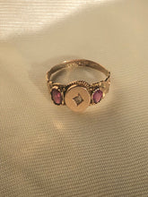Load image into Gallery viewer, Antique 9k Gold Garnet and Champagne Diamond Ring