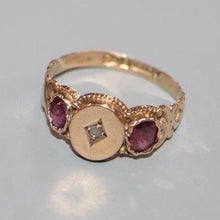 Load image into Gallery viewer, Antique 9k Gold Garnet and Champagne Diamond Ring