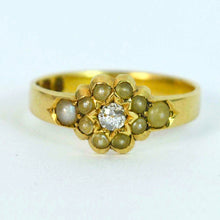 Load image into Gallery viewer, Antique 18k Diamond Seed Pearl Cluster Ring 1891