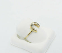 Load image into Gallery viewer, 10k Gold Diamond Lucky Horseshoe U Ring