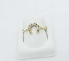 Load image into Gallery viewer, 10k Gold Diamond Lucky Horseshoe U Ring