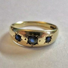 Load image into Gallery viewer, Vintage 9k Gold Sapphire Starburst Gypsy Ring Band