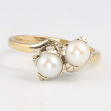 Load image into Gallery viewer, Vintage 14k Gold Pearl Crossover Ring