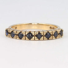 Load image into Gallery viewer, Vintage 9k Gold Sapphire Ring Stacker Band