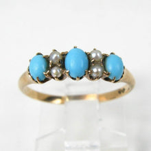 Load image into Gallery viewer, Antique Victorian Turquoise Pearl 10k Gold Ring