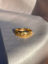 Load image into Gallery viewer, Antique Diamond Gypsy Trilogy Starburst 18k Gold Band Ring
