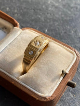 Load image into Gallery viewer, Antique Gypsy Diamond Ring 18k Trilogy Starburst Band
