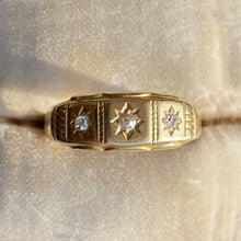 Load image into Gallery viewer, Antique Gypsy Diamond Ring 18k Trilogy Starburst Band