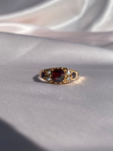 Load image into Gallery viewer, Antique Edwardian Garnet Pearl Amethyst 9k Gold Ring