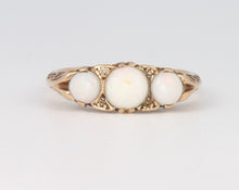 Load image into Gallery viewer, Vintage Gypsy Opal Diamond 9k Gold Trilogy Ring