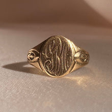Load image into Gallery viewer, Antique Monogram Signet 10k Gold GBM Ring