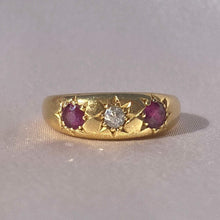 Load image into Gallery viewer, Antique 18k Gypsy Ruby Diamond 1890 Ring