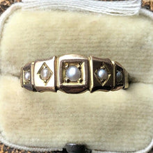 Load image into Gallery viewer, Antique Victorian Pearl 9k Gold 1880 Ring Band