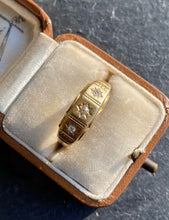 Load image into Gallery viewer, Antique Gypsy Diamond Ring 18k Trilogy Starburst Band