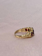 Load image into Gallery viewer, Vintage 9k Five Garnet Ring