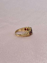 Load image into Gallery viewer, Vintage 9k Five Garnet Ring