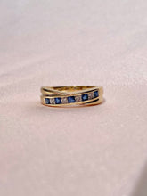 Load image into Gallery viewer, Vintage 9k Sapphire Diamond Crossover Ring