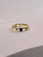 Load image into Gallery viewer, Vintage 9k Gypsy Set Sapphire Diamond Band