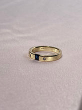 Load image into Gallery viewer, Vintage 9k Gypsy Set Sapphire Diamond Band