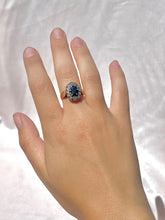 Load image into Gallery viewer, Vintage 9k Sapphire Diamond Oval Cluster Ring