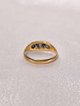 Load image into Gallery viewer, Antique 18k Sapphire Diamond Gypsy Boat Ring 1924