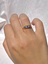 Load image into Gallery viewer, Antique 18k Sapphire Diamond Gypsy Boat Ring 1924
