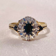 Load image into Gallery viewer, Vintage Sapphire Diamond Cluster Ring 1993