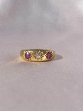 Load image into Gallery viewer, Antique 18k Gypsy Ruby Diamond 1890 Ring