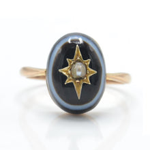 Load image into Gallery viewer, Antique 9k Pearl Agate Gypsy Ring