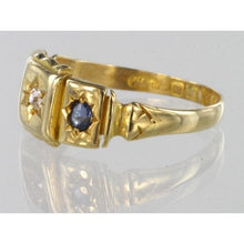 Load image into Gallery viewer, Antique 18k Diamond Sapphire Gypsy Ring