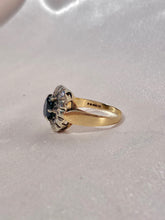Load image into Gallery viewer, Vintage 9k Sapphire Diamond Oval Cluster Ring