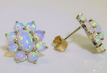 Load image into Gallery viewer, Vintage 9k Opal Flower Cluster Earrings