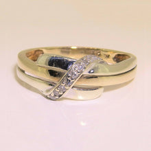 Load image into Gallery viewer, Vintage 9k Tri Tone Diamond Crossover Ring