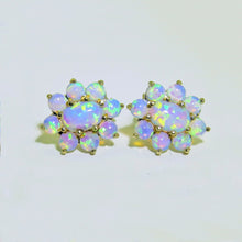 Load image into Gallery viewer, Vintage 9k Opal Flower Cluster Earrings