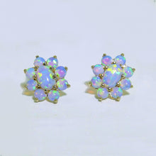 Load image into Gallery viewer, Vintage 9k Opal Flower Cluster Earrings