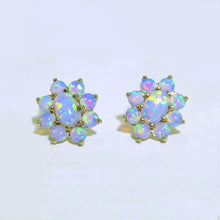 Load image into Gallery viewer, Vintage 9k Opal Flower Cluster Earrings