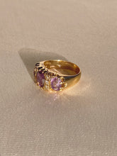 Load image into Gallery viewer, Vintage 9k Trilogy Amethyst Diamond Ring 1973