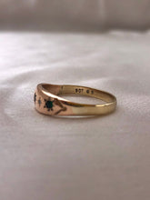 Load image into Gallery viewer, Antique 9k Gypsy Eternity Emerald Diamond Ring