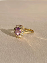 Load image into Gallery viewer, Vintage 9k Oval Amethyst Diamond Ring 1992