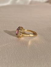 Load image into Gallery viewer, Vintage 9k Oval Amethyst Diamond Ring 1992