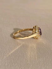Load image into Gallery viewer, Vintage 9k Oval Amethyst Diamond Ring 1992