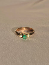 Load image into Gallery viewer, Vintage 9k Rose Gold Emerald Diamond Ring 1981