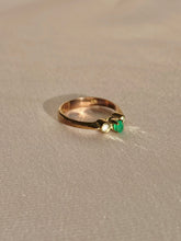 Load image into Gallery viewer, Vintage 9k Rose Gold Emerald Diamond Ring 1981