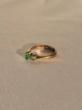 Load image into Gallery viewer, Vintage 9k Rose Gold Emerald Diamond Ring 1981
