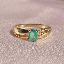 Load image into Gallery viewer, Vintage 10k Emerald Diamond Ring