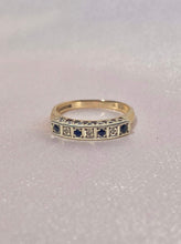 Load image into Gallery viewer, Vintage 9k Diamond Sapphire Band 1981