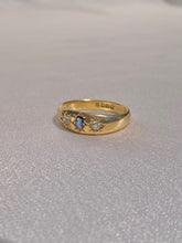 Load image into Gallery viewer, Antique 18k Unheated Sapphire Diamond Gypsy Ring 1897